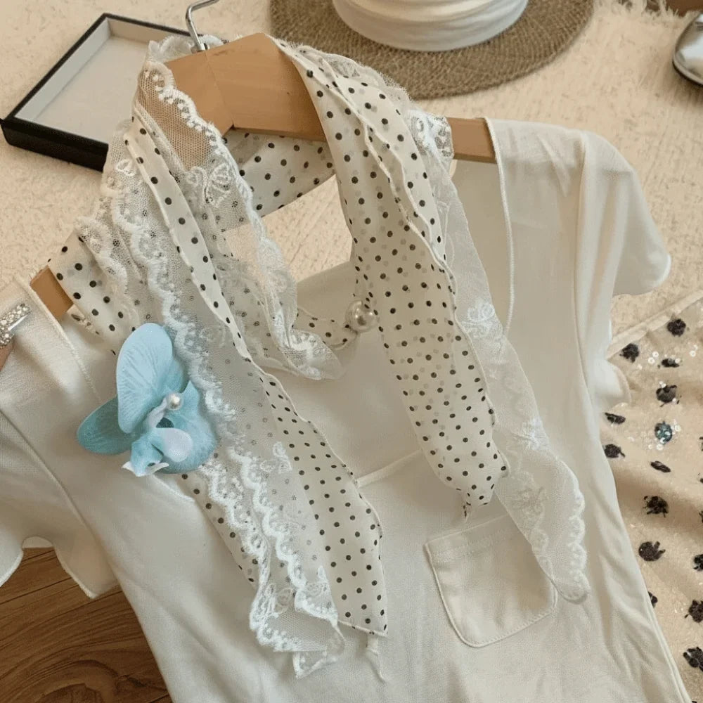 Geometric Lace Thin Waist Belt – 6 Colors | Polyester Lace Waist Belt Qme White