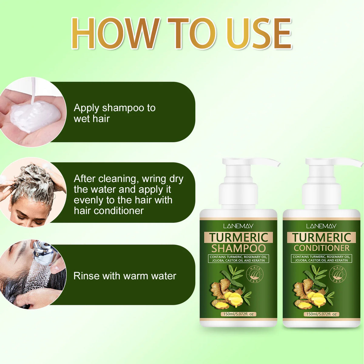 Turmeric Shampoo & Conditioner Set – Nourish & Strengthen Hair Hair Care Set Qst