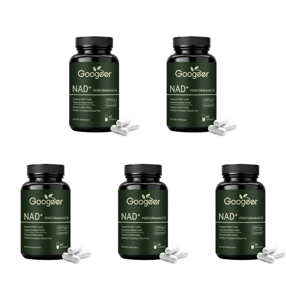 Googeer NAD+ 500mg Liposomal Capsules – 60ct Cellular Energy Dietary Supplement Qst 300 Count(Pack of 5)