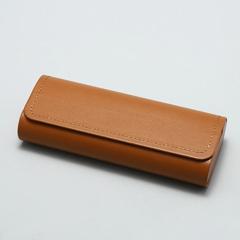 PU Leather Glasses Case – Portable Eyewear Storage Box Glasses Case Qst Brown