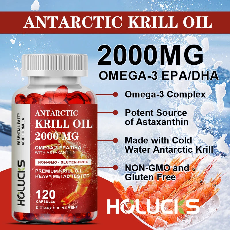 Organic Antarctic Krill Oil Capsules – Omega-3 EPA DHA 120ct Omega-3 Supplement Qst