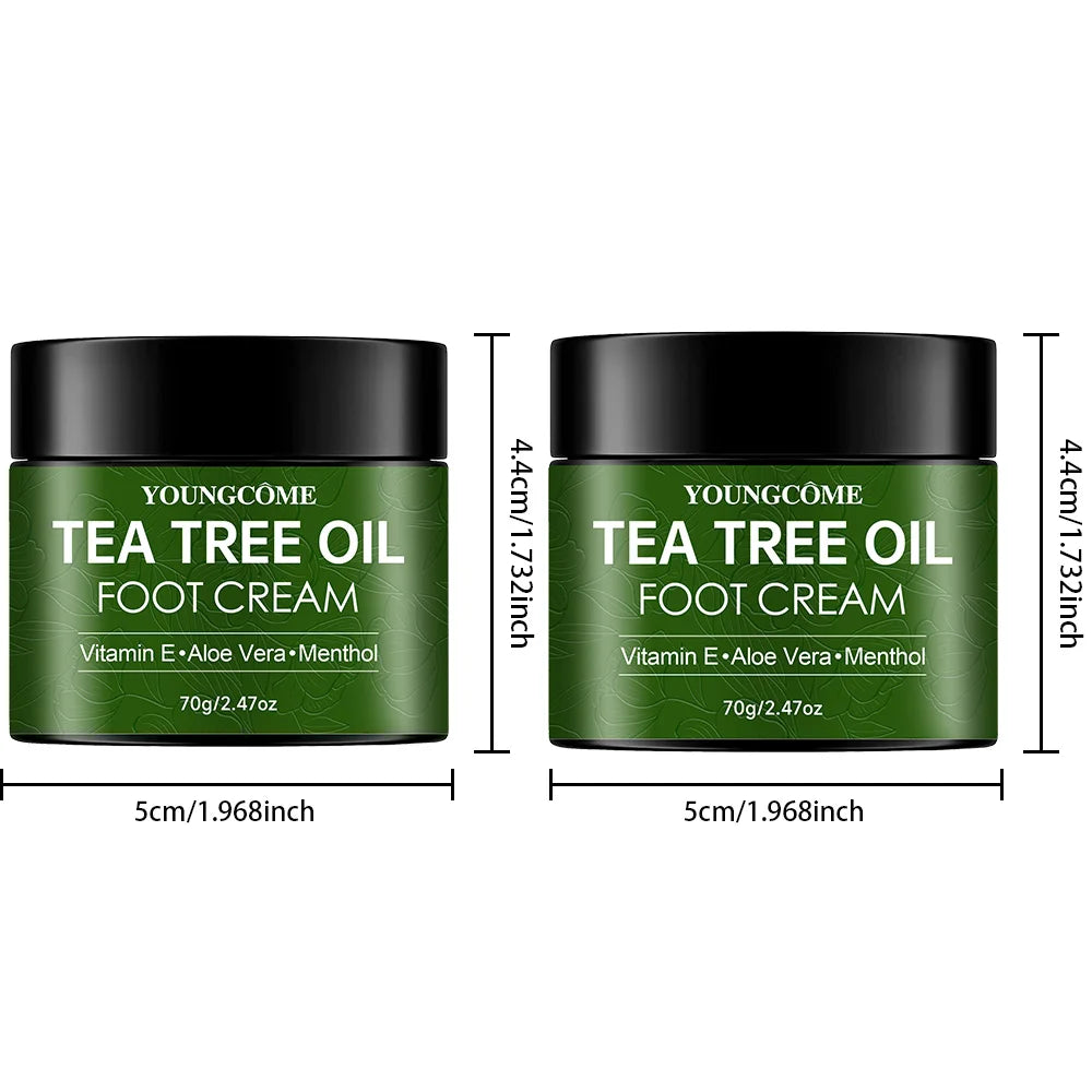 YOUNGCOME Tea Tree Oil Foot Cream – Soften & Moisturize Foot Cream Qst 70g 2pcs