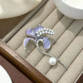 Enamel Pearl Lily Flower Brooch Pin for Women – 3 Colors Flower Brooch Pin Qme Purple