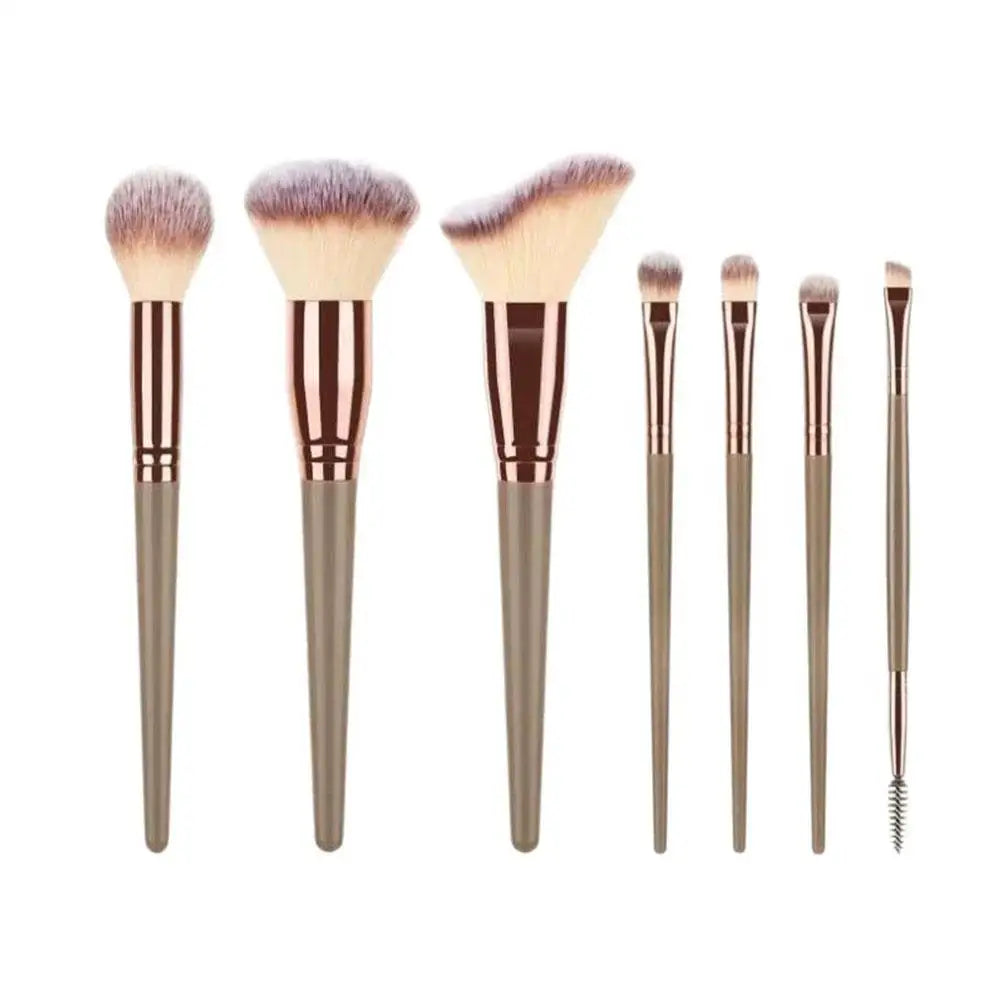 Qme 7-Piece Foundation & Powder Makeup Brush Set for Women Makeup Brush Set Qme A