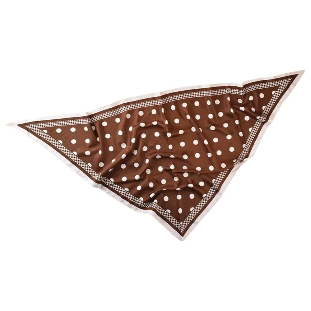 Vintage Polka Dot Triangle Scarf | Polyester Bandana Belt Triangle Bandana Scarf Qme Brown