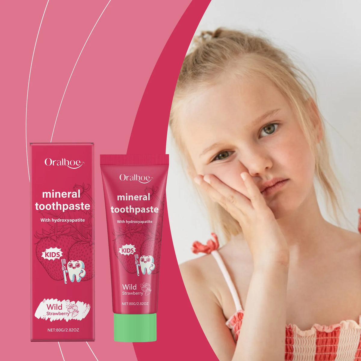 Oralhoe Strawberry Kids Toothpaste – Whitening & Enamel Care Kids Toothpaste Qst