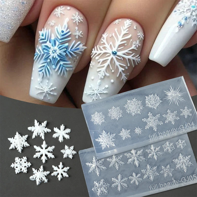 Christmas Snowflake Nail Art Silicone Mold – 3D Stamping Plate Nail Art Mold Qst