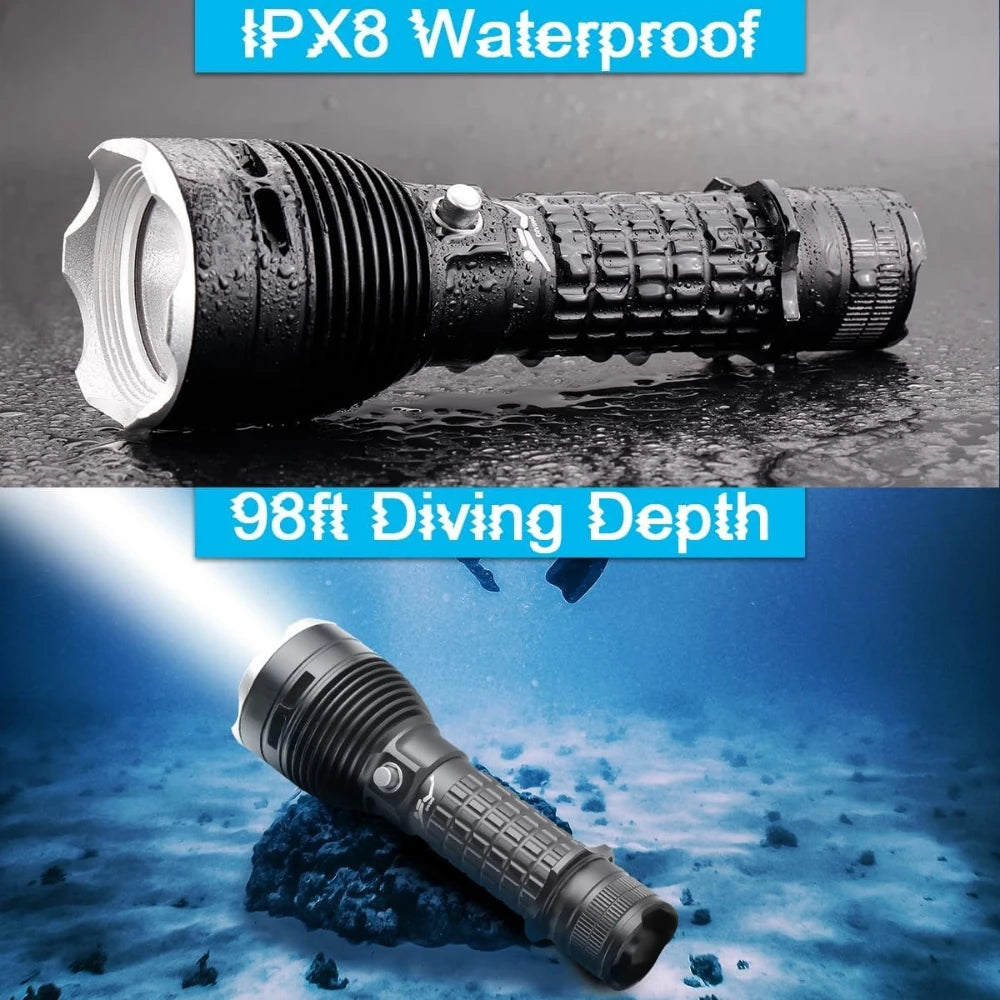 IP68 Diving Flashlight XHP70 1800LM | 26650 Battery Torch Diving Flashlight Qst