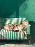 Leopard Canvas Wall Art – Minimalist Greenish-Gray Cheetah Print Canvas Wall Art Qst 1 30X40cm No Framed