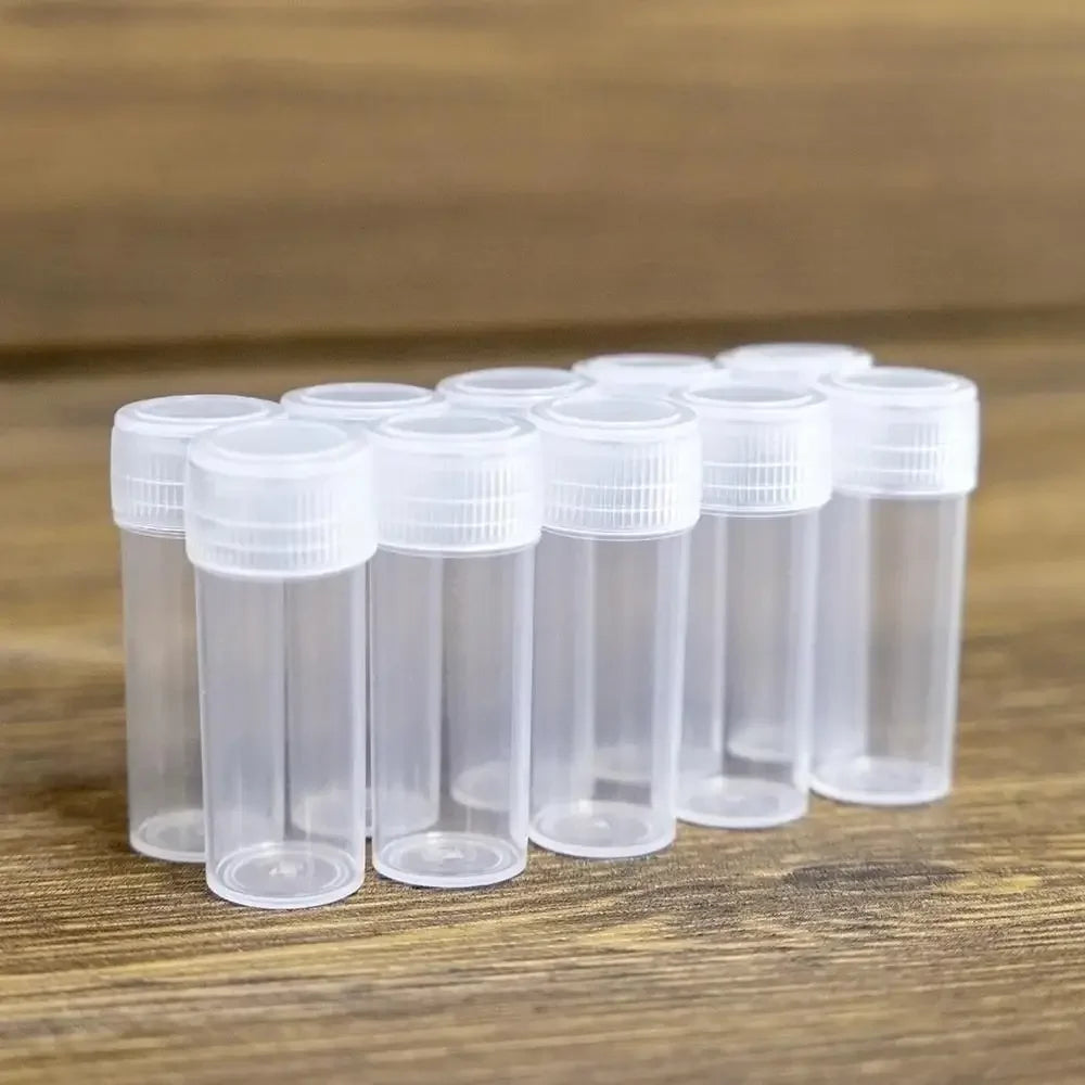 100pcs 5ml Plastic Test Tube Vials with Caps – Pill Storage Plastic Storage Vials Qme