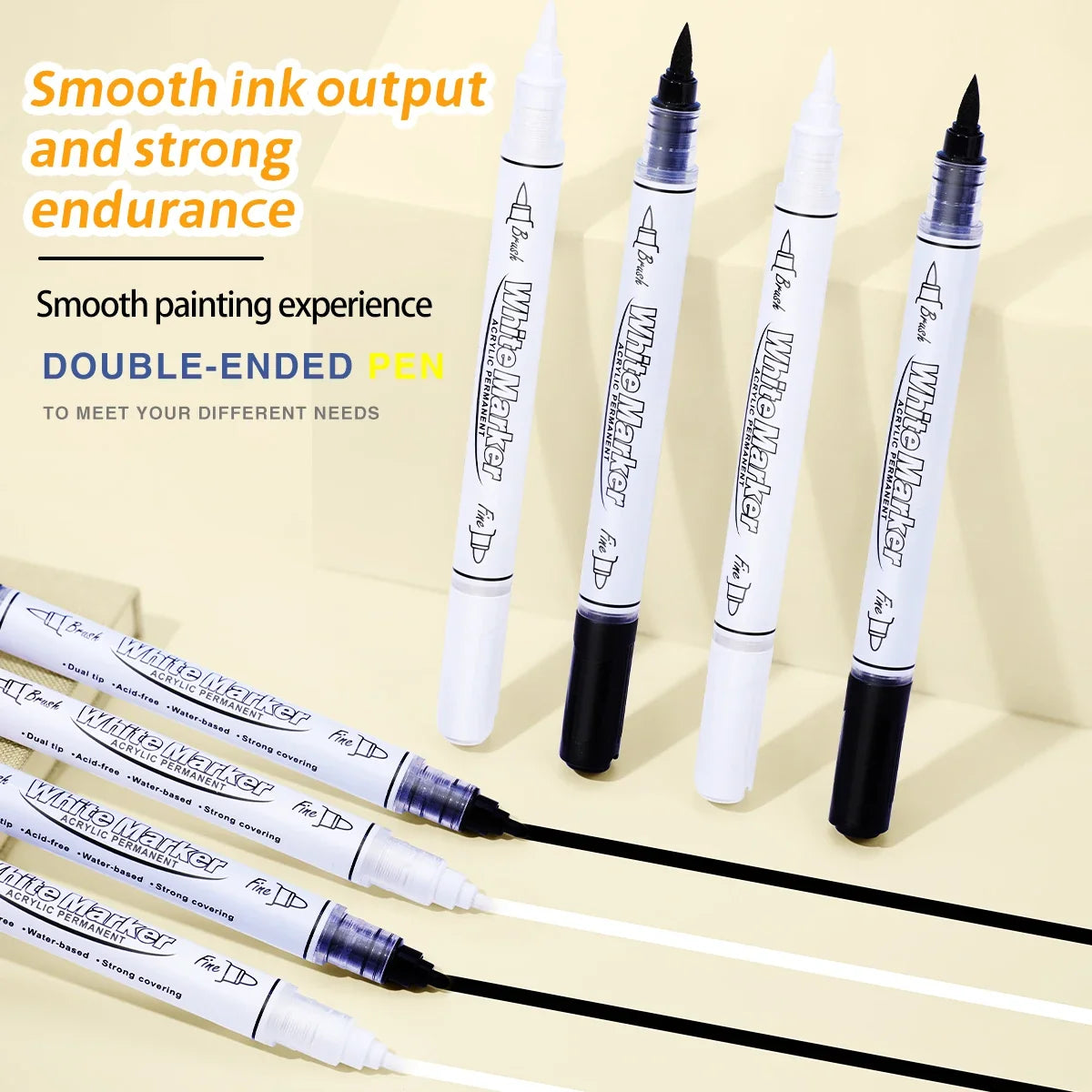 Dual Tip Acrylic Paint Markers for Canvas, Stone & Glass Acrylic Paint Markers Qme