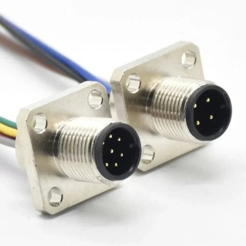 M12 Aviation Plug 8-Core 6P 2A Square Fixed Male Connector Aviation Plug Connector Qme