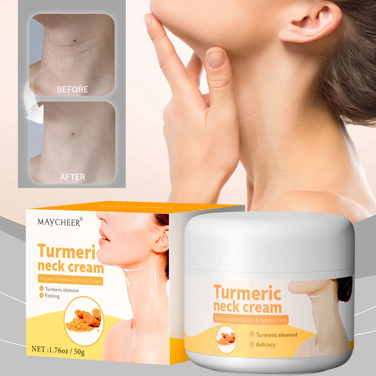 Turmeric Neck Cream – Firming, Brightening & Anti-Aging Neck Firming Cream Qme