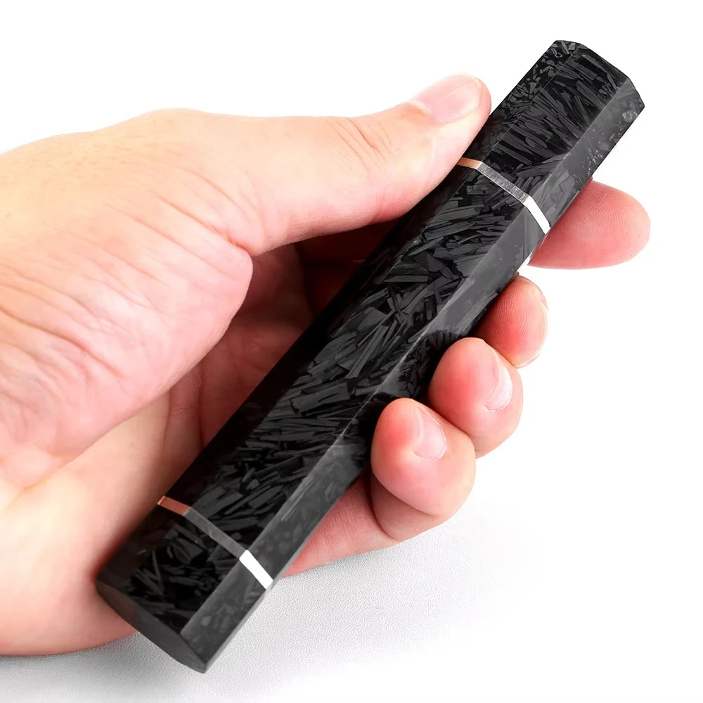 XITUO Octagonal Knife Handle – Black Resin & Carbon Fiber DIY Knife Handle Qst