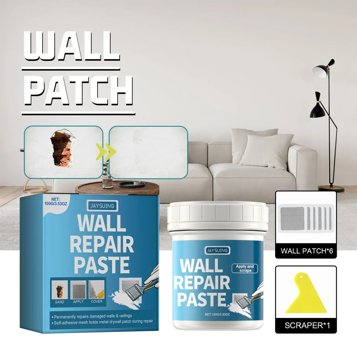 White Wall Repair Paste | Quick-Drying Mould-Proof Filler Wall Repair Paste Qme