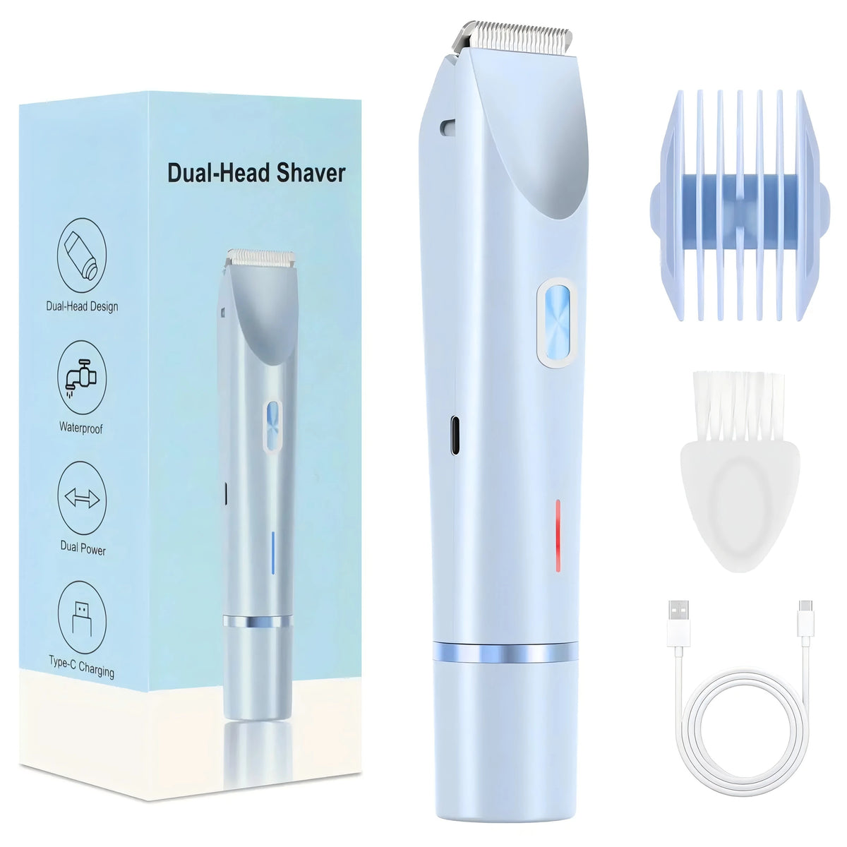 VIMYSHOW 2-in-1 Women's Electric Razor & Bikini Trimmer IPX7 Women's Electric Trimmer Qst Blue