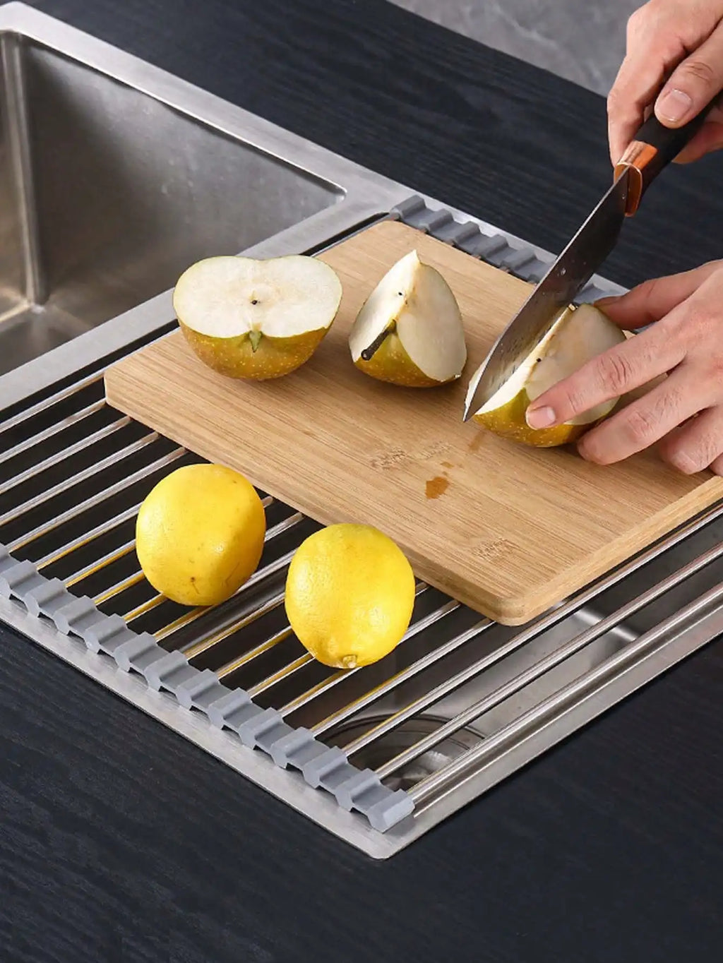 Foldable Expandable Roll-Up Dish Drying Rack for Sink Dish Drying Rack Qme