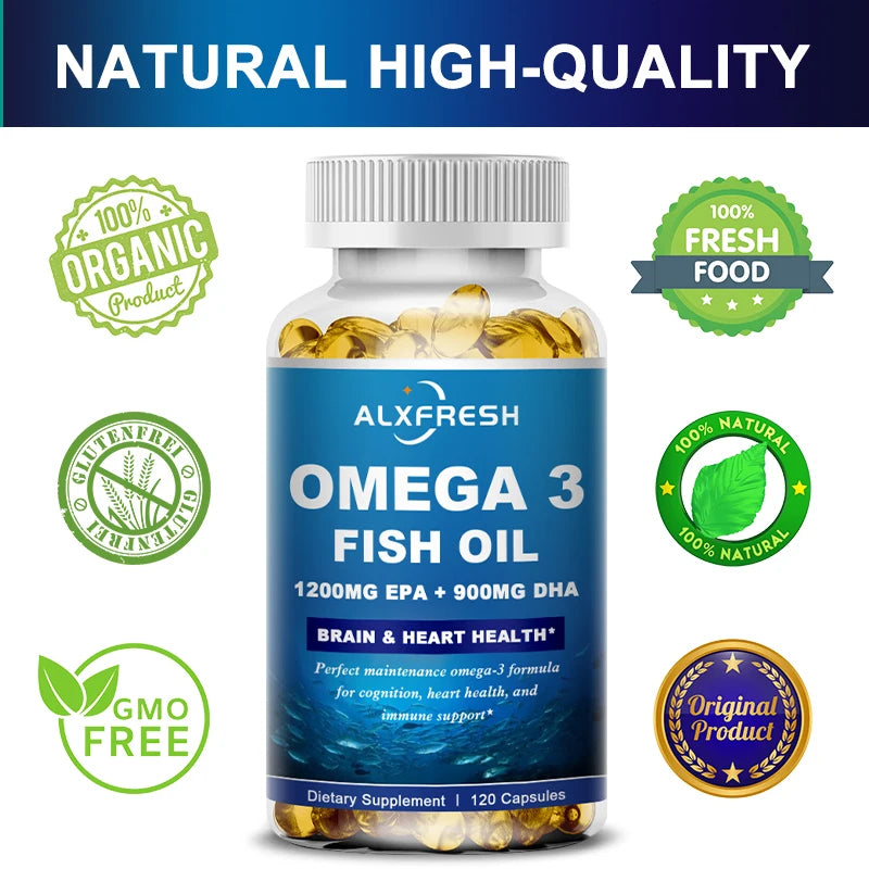 Alxfresh Omega 3 Fish Oil 3600mg – EPA 1300mg DHA 900mg Omega 3 Supplement Qst
