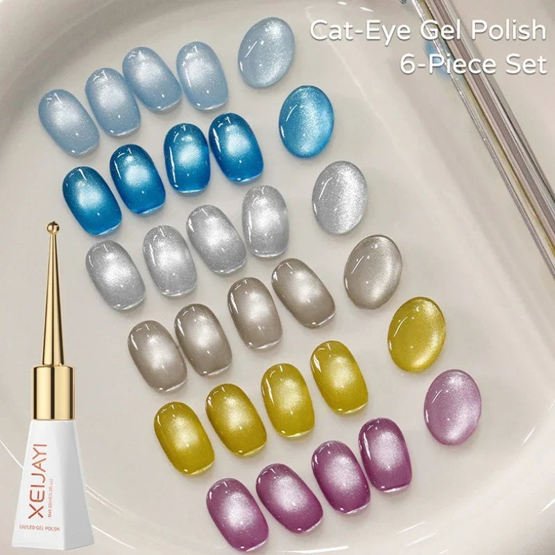 Qme Cat Eye Magnetic Gel Polish – 6 Porcelain Grape Colors Magnetic Gel Polish Qme