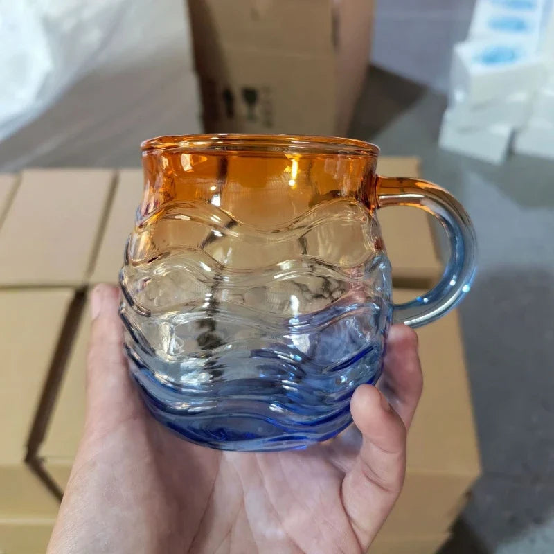 Sea Glass Sunset Borosilicate Ocean Cloud Cup | 301–400ml Borosilicate Glass Cup Qme Clear 401-500ml