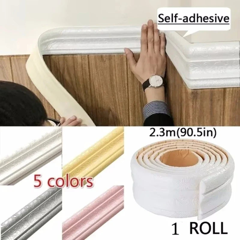 3D Self-Adhesive Waterproof Wall Edge Banding Strip | Corner Trim Wall Edge Trim Strip Qme
