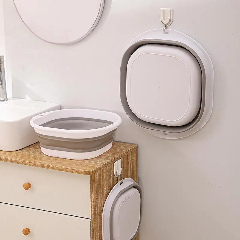 Large Foldable Washbasin | Portable Collapsible Plastic Basin Collapsible Wash Basin Qme GREY L