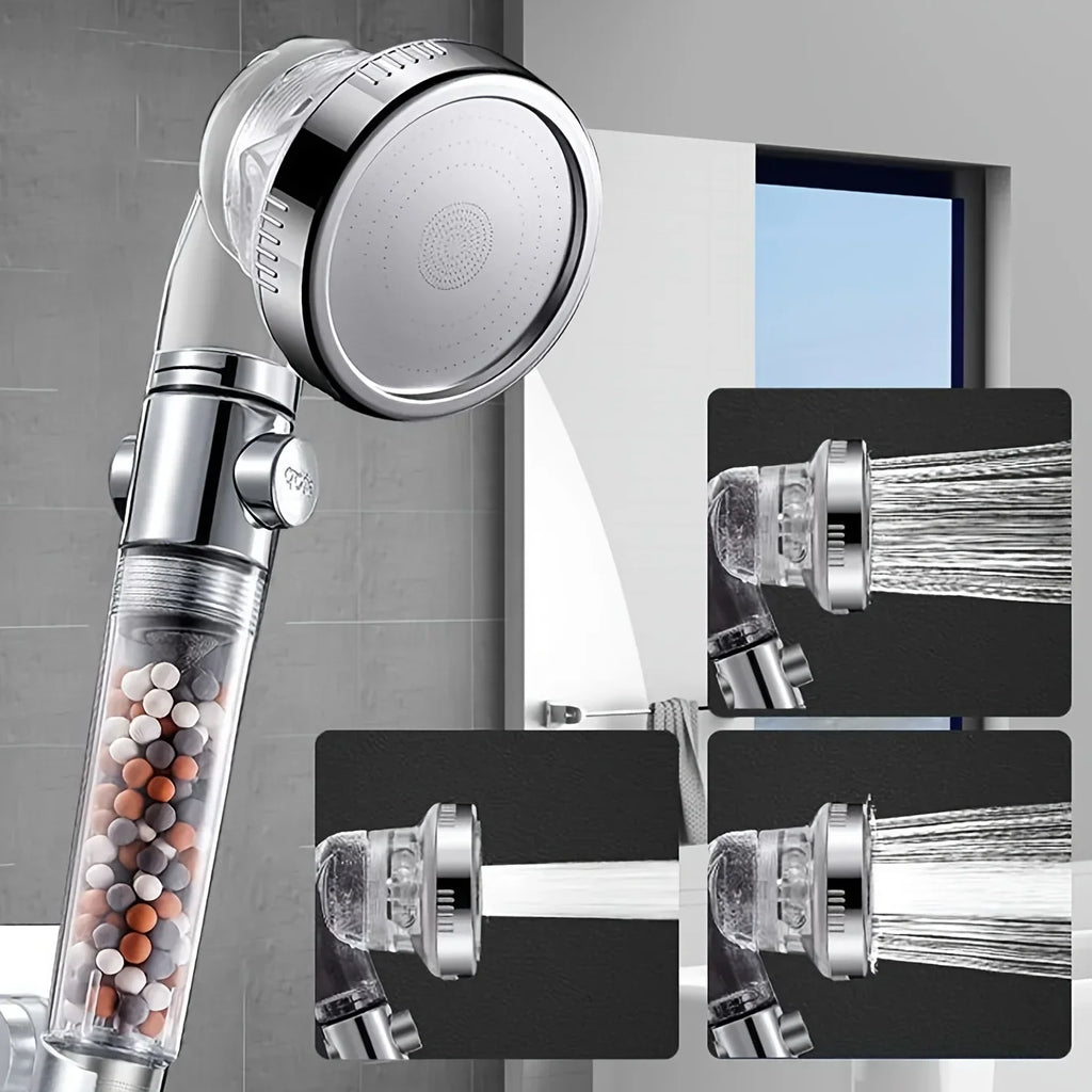 High-Pressure 3-Mode Handheld Showerhead | One-Click Water Stop Handheld Showerhead Qme