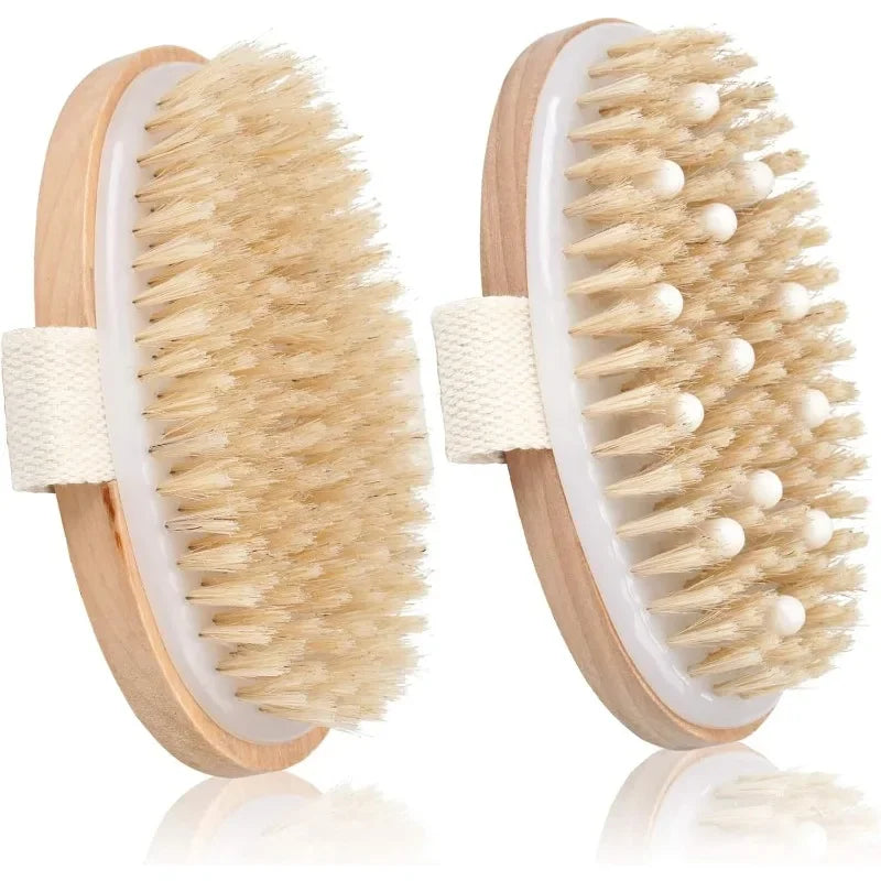 Dry Body Brush – Natural Bristle Exfoliating & Massage Tool Dry Body Brush Qme