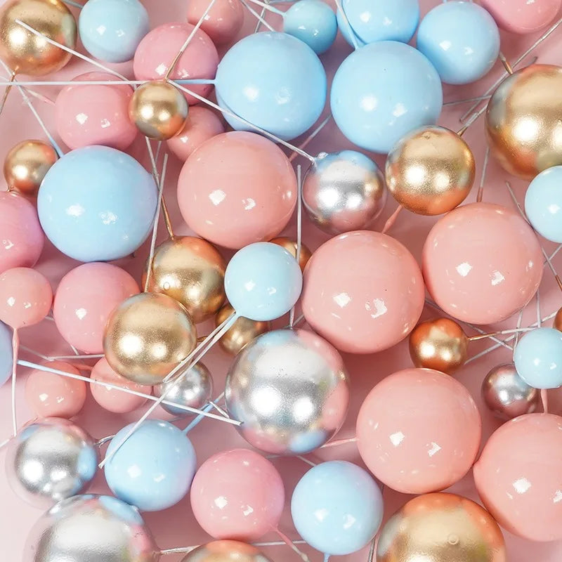 Gold Silver Ball Cake Toppers – DIY Birthday & Wedding Flags Cake Topper Set Qme