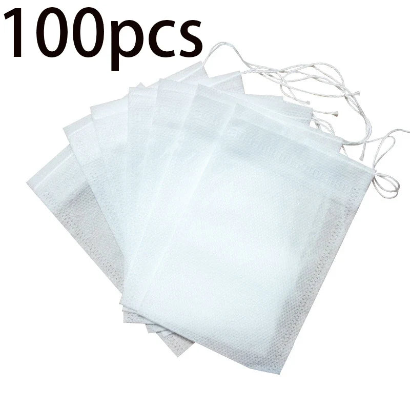 Food Grade Non-Woven Tea Filter Bags with String – 100 Pack Tea Filter Bags Qme 100pcs