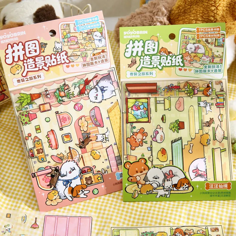 Cute Pets 3D Landscape Stickers – DIY Craft & Scrapbook Decor DIY Craft Stickers Qme