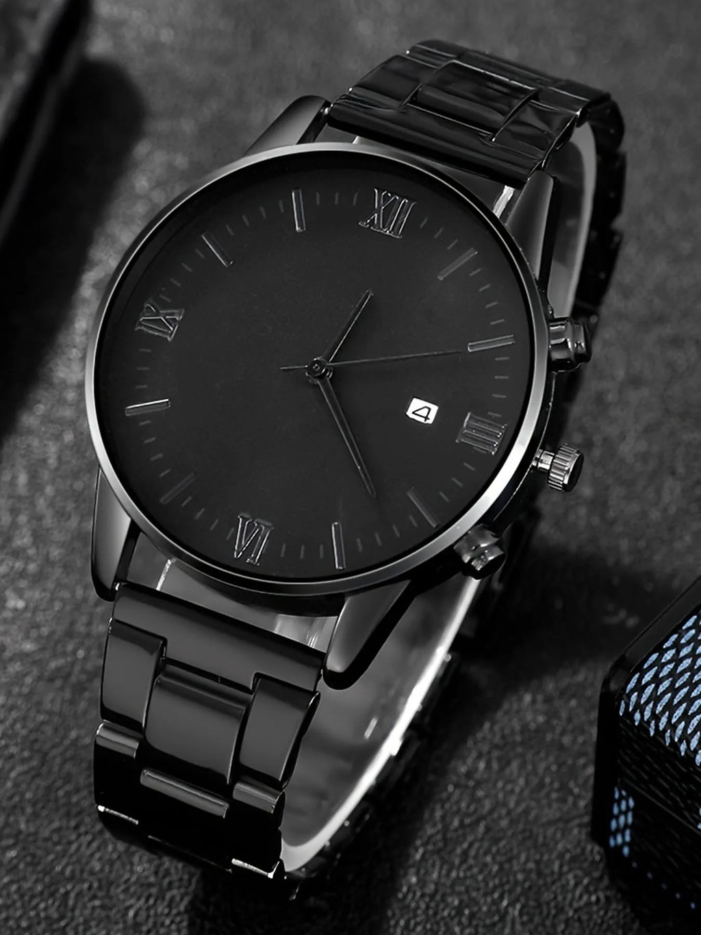 Men's Geneva 4-Piece Stainless Steel Watch & Bracelet Set Men's Jewelry Set Qme
