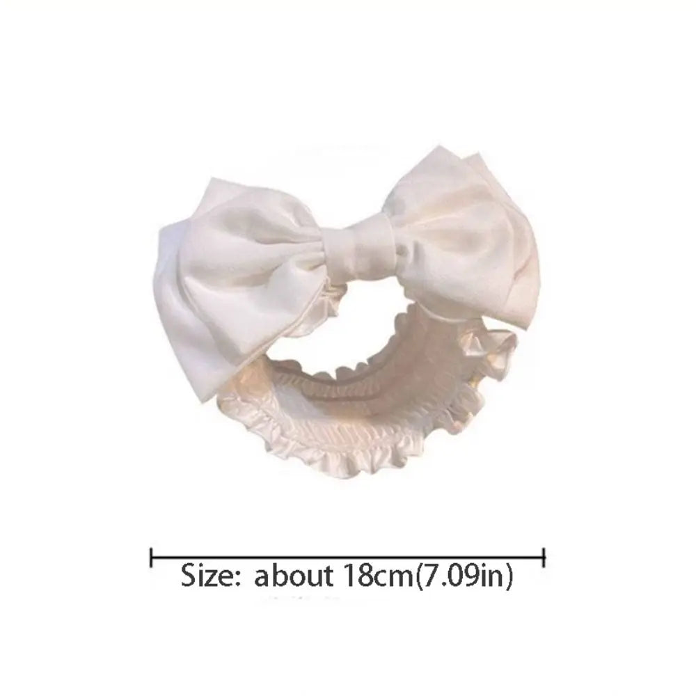 Bow Lace Face Wash Headband – Double-Layer Spa Hairband Spa Wash Headband Qme