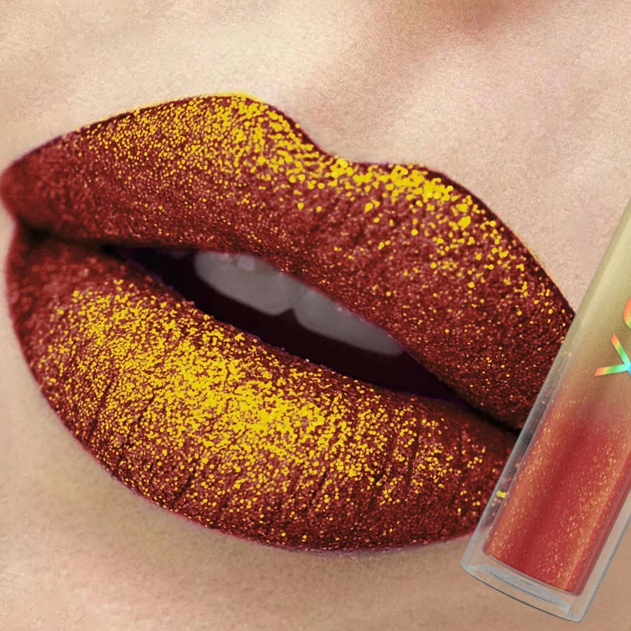 Sparkling Glitter Metallic Lip Glaze – 14 Colors Long-Lasting Glitter Lip Glaze Qme