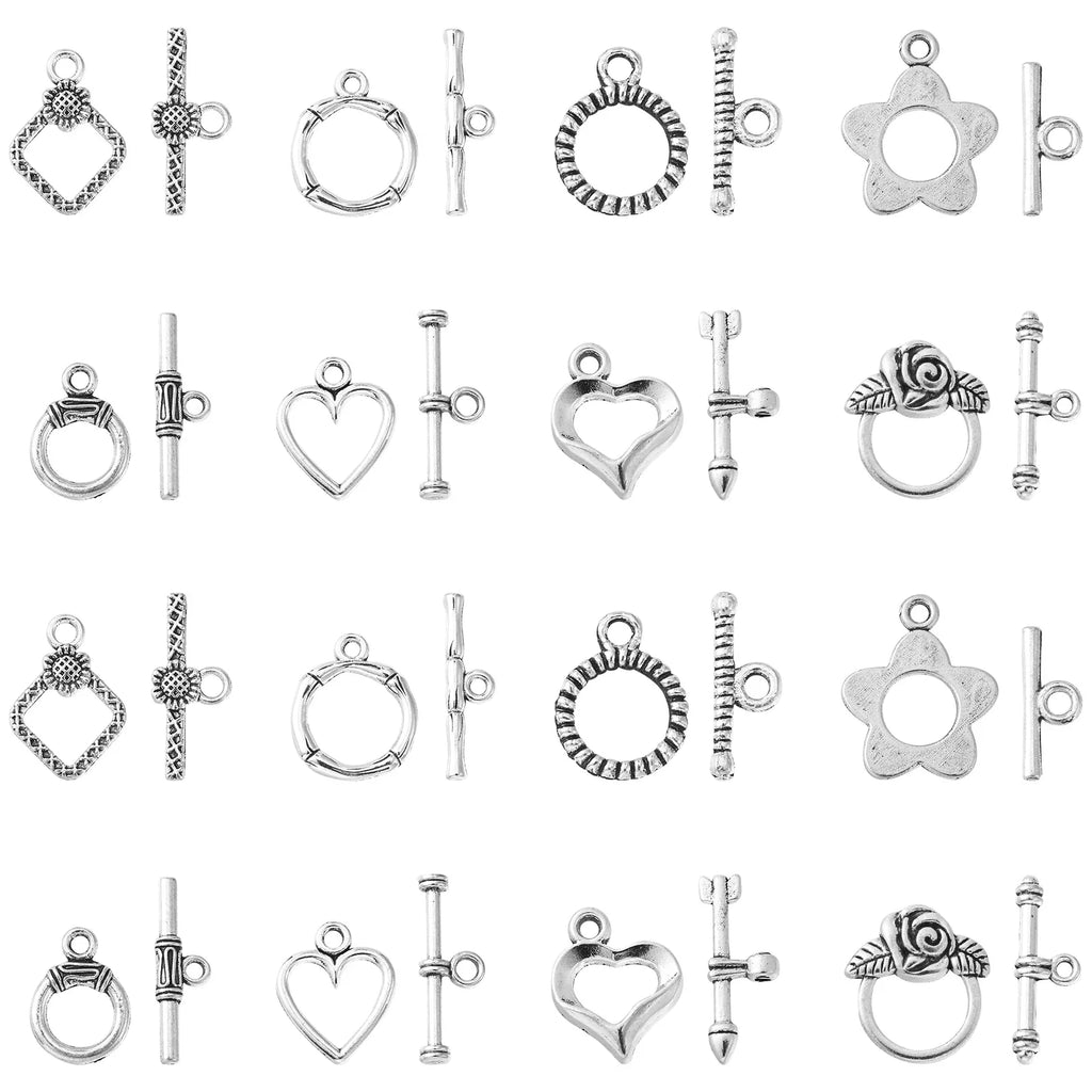 80-Set Tibetan Toggle Clasps Antique Silver – 8 Vintage Styles Jewelry Toggle Clasps Qme Default Title