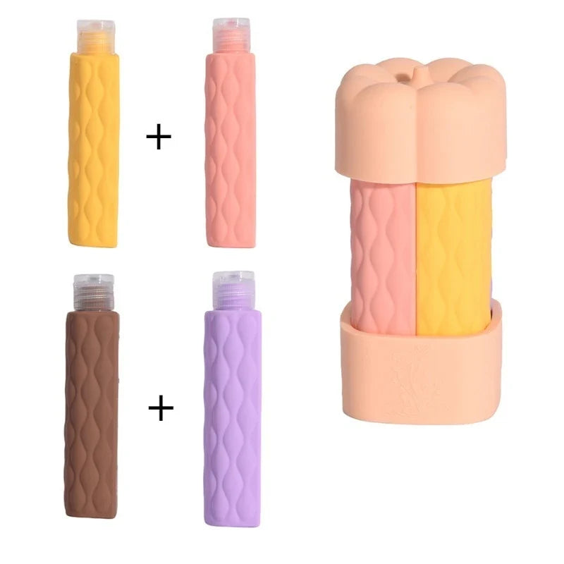 Silicone Travel Dispenser Bottle – Leak Proof & Portable 60ml Travel Dispenser Bottle Qme light pink tones 4x60ml