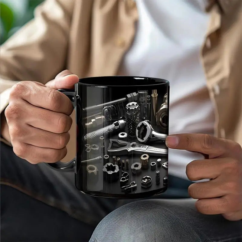 Mechanic Toolbox Ceramic Coffee Mug – Bright Colors | 325ml Novelty Ceramic Mug Qme