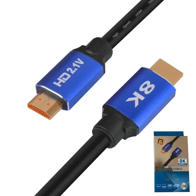 HDMI 2.1 Cable 1.5m – 8K 60Hz, 4K 120Hz, 48Gbps, ARC, HDR HDMI Cable Qme