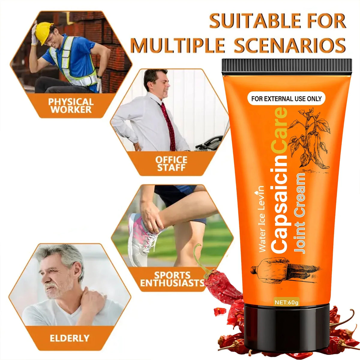 Capsaicin Glucosamine Joint Cream with Vitamin C | Qme Topical Joint Cream Qme
