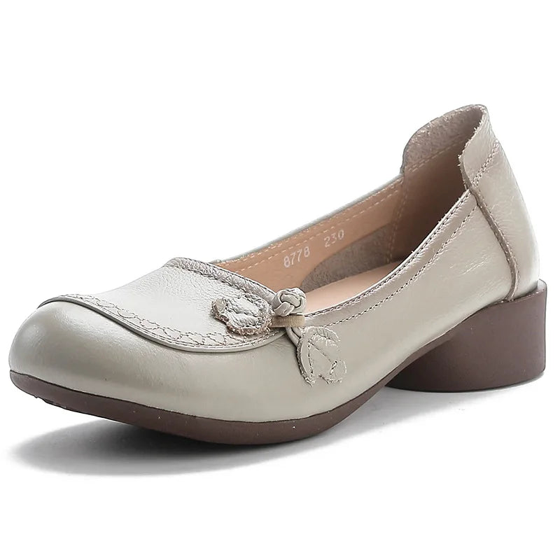 Women's Retro Bowknot Ballet Flats – Slip-On Square Toe Loafers Ballet Flats Qst Apricot 36