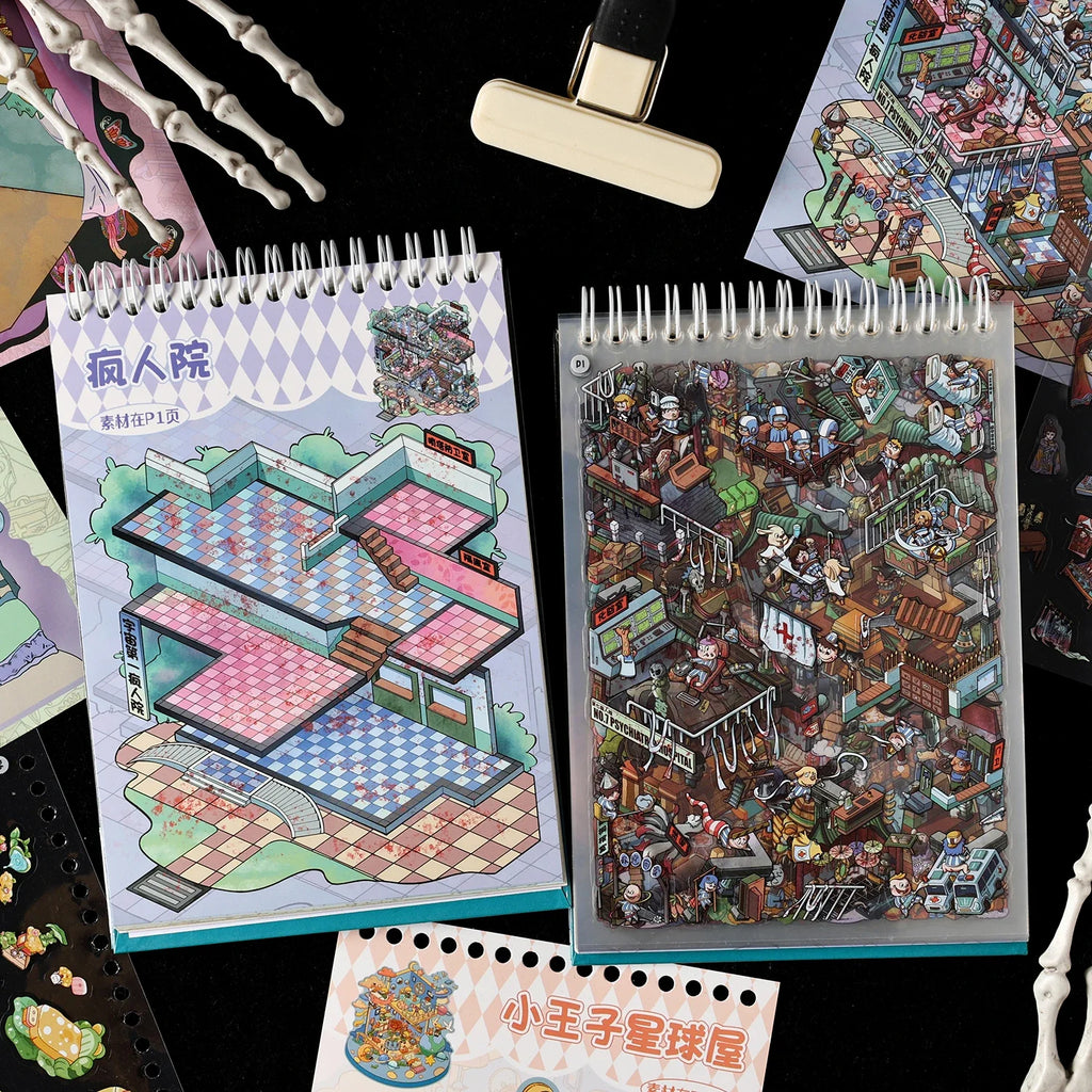 Gothic Horror Diorama Sticker Book – DIY Scrapbooking & Journal DIY Sticker Book Qme