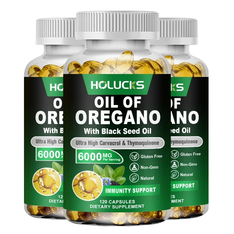 HOLUCKS Oregano Oil Softgels with Black Seed Oil – 60/120ct Herbal Softgel Supplement Qst 3 Bottles-120 pcs