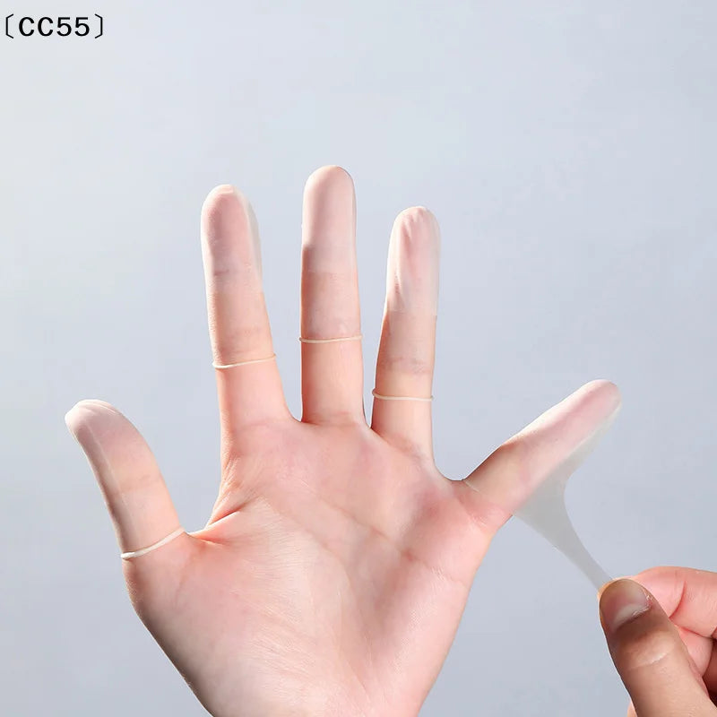50-Pack Disposable Latex Finger Cots – Non-Slip Anti-Static Nail Art Tool Qst