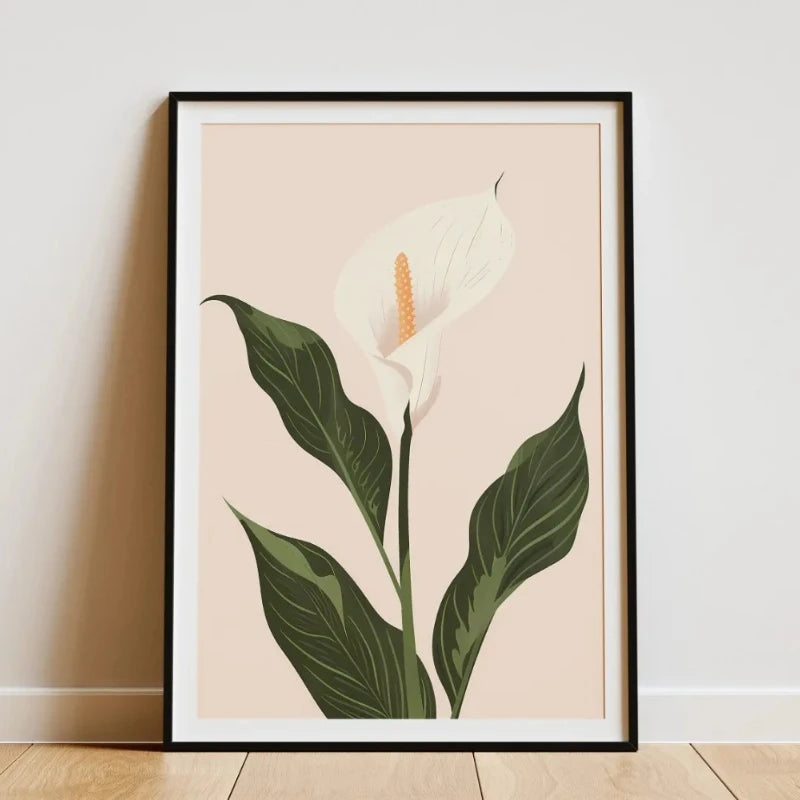 Minimalist Botanical Canvas Wall Art – Bamboo Tropical Leaf