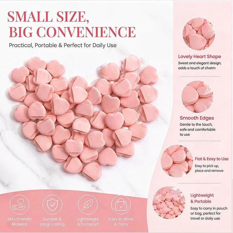 Mini Heart-Shaped Finger Powder Puff Air Cushion Sponge Makeup Powder Puff Qme