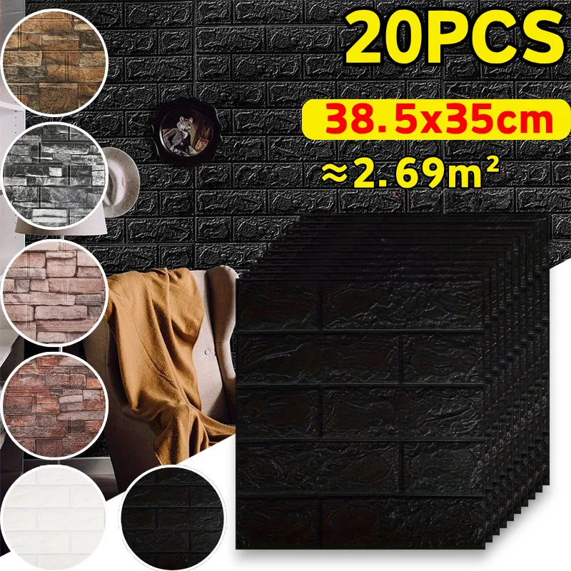 3D Brick Self-Adhesive Waterproof Wall Sticker Panels | 7 Colors Wall Sticker Panel Qme