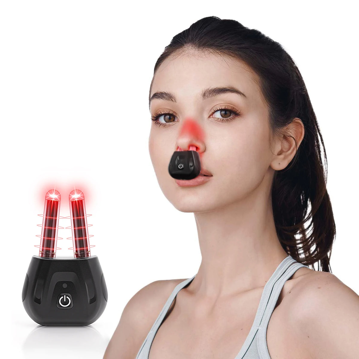 XceeFit Portable Red Light Nasal Therapy Device | Rechargeable Red Light Therapy Device Qst Black