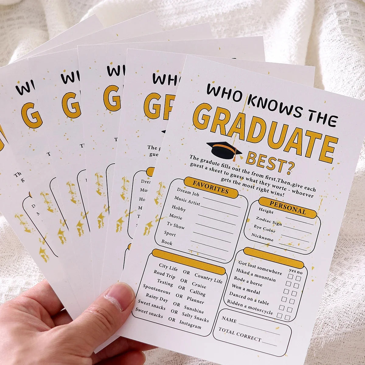 Graduation Game Cards – Creative Tabletop Party Set | 5 Colors Graduation Party Game Qme