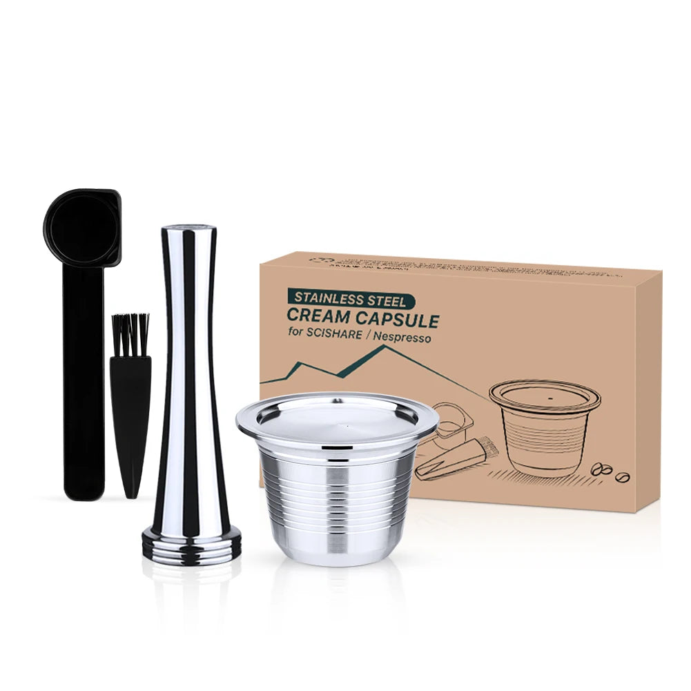 Reusable Stainless Steel Capsule for Xiaomi Scishare & Nespresso Reusable Coffee Capsule Qst 1Capsule1Tamper