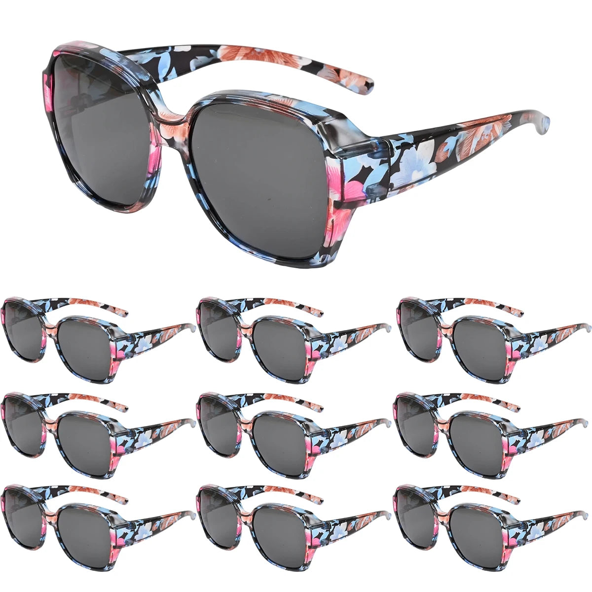 VOPHA T01 Fit Over Sunglasses UV400 Wrap-Around Unisex Fit Over Sunglasses Qst 10pcs-Floral